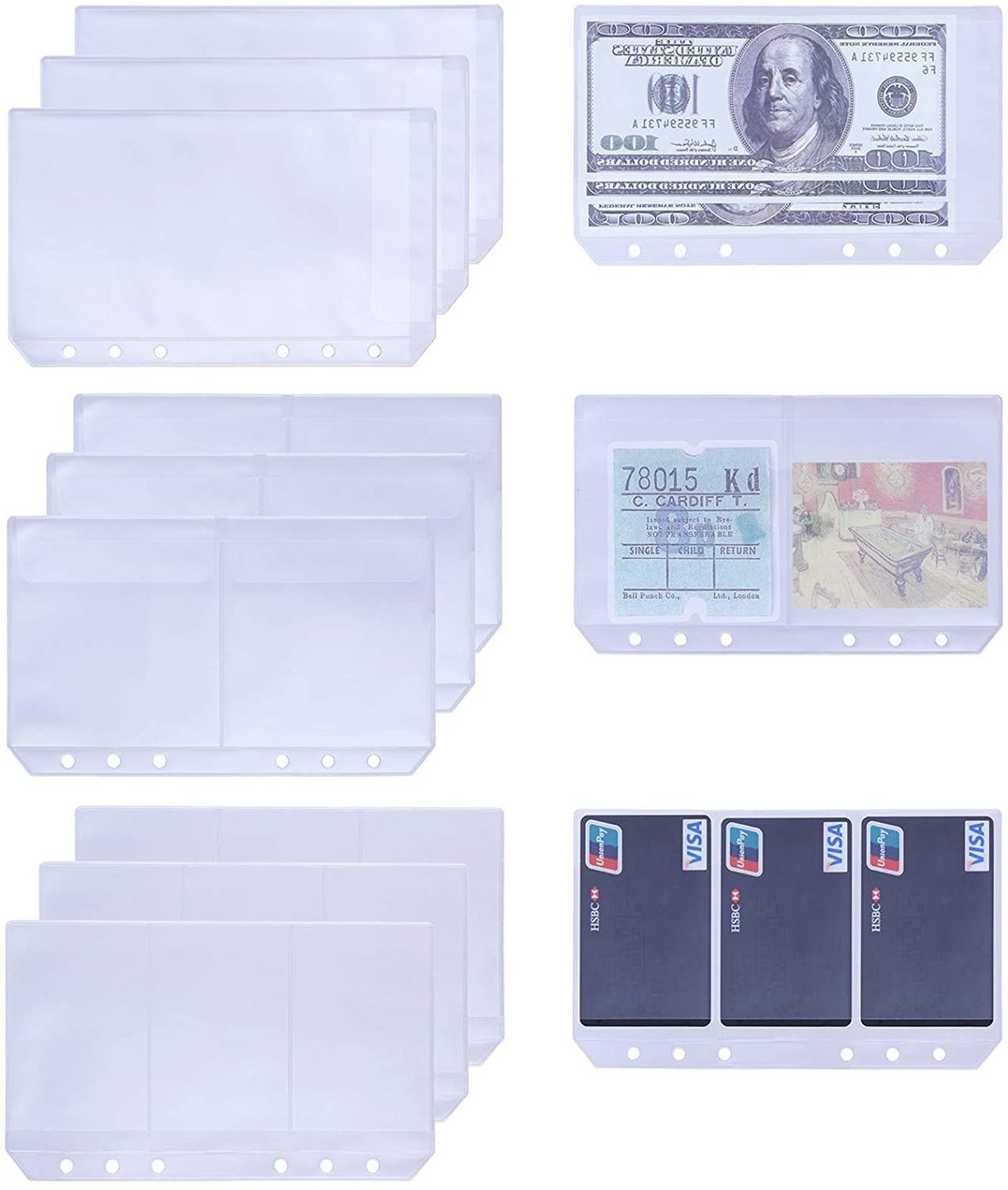 Notebook Refills Filler Organizer Envelope Bill Pouch Name Card Business Card Sleeves Pages A6 6 Ring Binder Pockets Holder