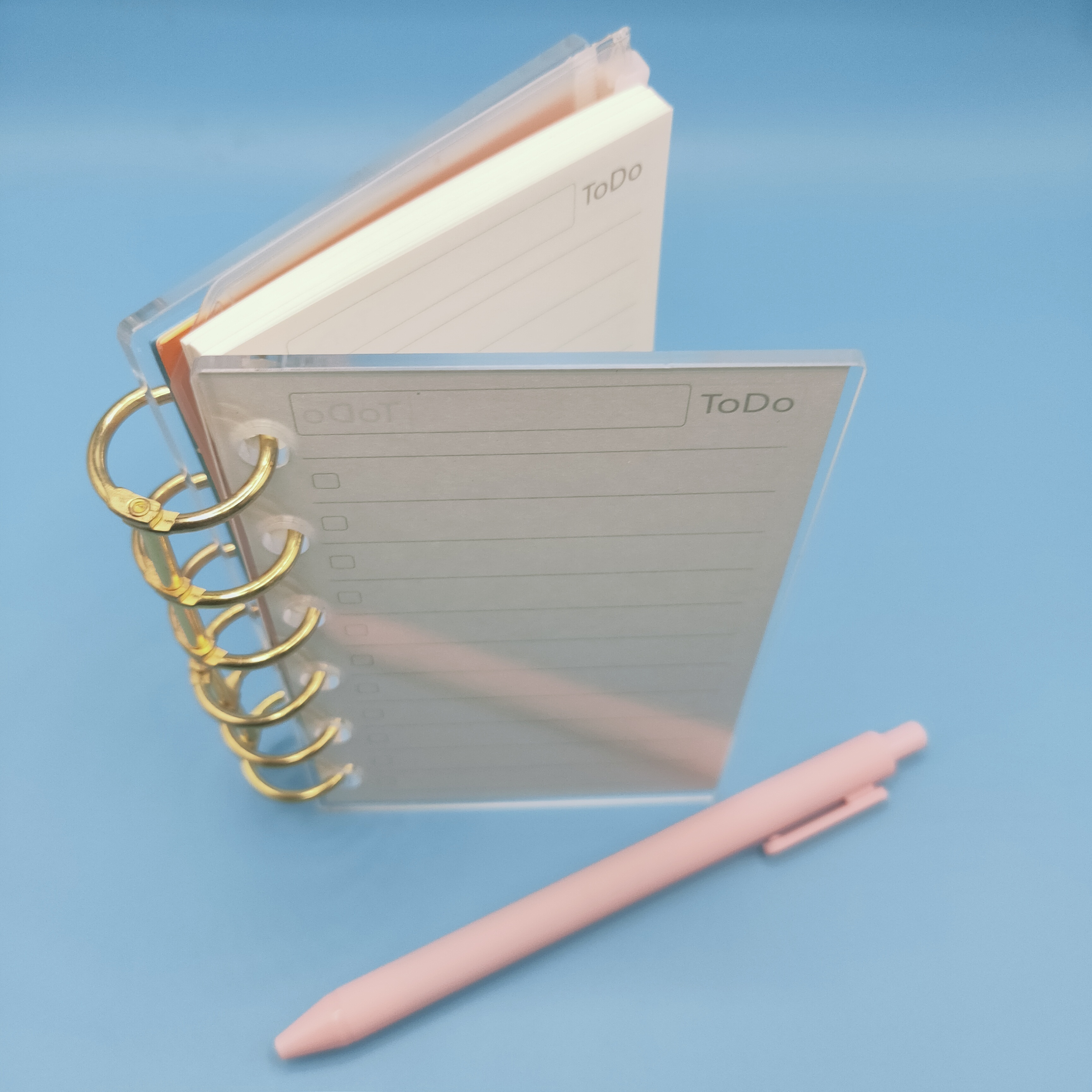 Binder 6 rings DIY Mirror Glass High Clear Cover Loose-leaf Refillable Paper A7 Acrylic Notebook For UV Resin Glittering