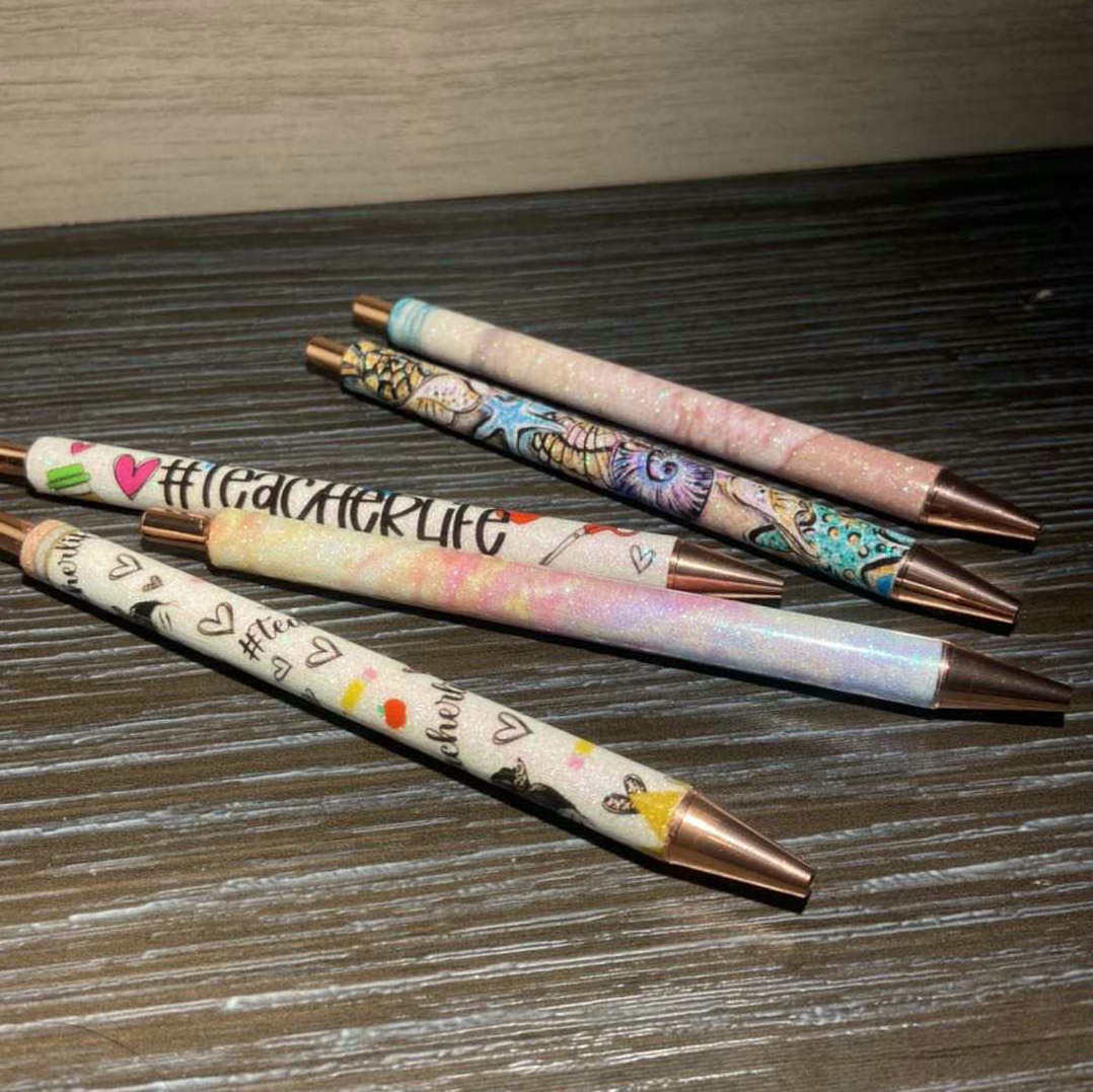 Stainless Steel Resin Epoxy Glittering PU Jeans Cloth Cover Blank Click  Wooden Pen Making Part Turning Woodturning Pen Kits Diy