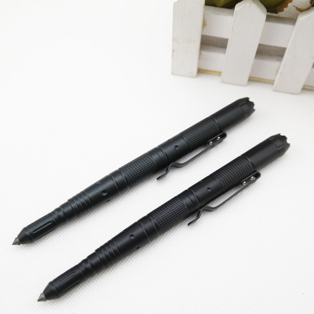 Cool Black EDC Survival Tactical Self-Defense Pen LED Tactical Flashlight Window Glass Broken Breaker Multi-Tool Tactical Pen