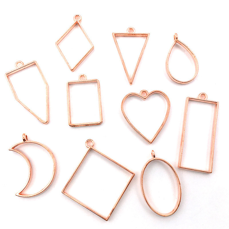 10pcs Pendant Blanks Charms Assorted Geometric Pressed Flower Frame DIY Crafts Hollow Mold Pendants for Resin Earring Necklace