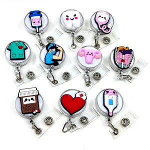 Hospital Doctor PVC YoYo 32mm Silicone Medical Nurse Badge Reel Retractable ,Hearts Shape Stethoscope Badge Holder