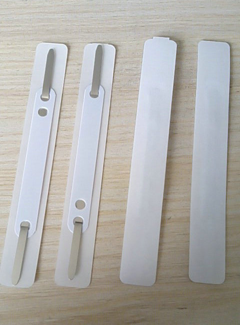 Diy Hand Made White Self Sticky Office File Folder Component Plastic Strip Metal Clip File Document Adhesive Paper Fastener