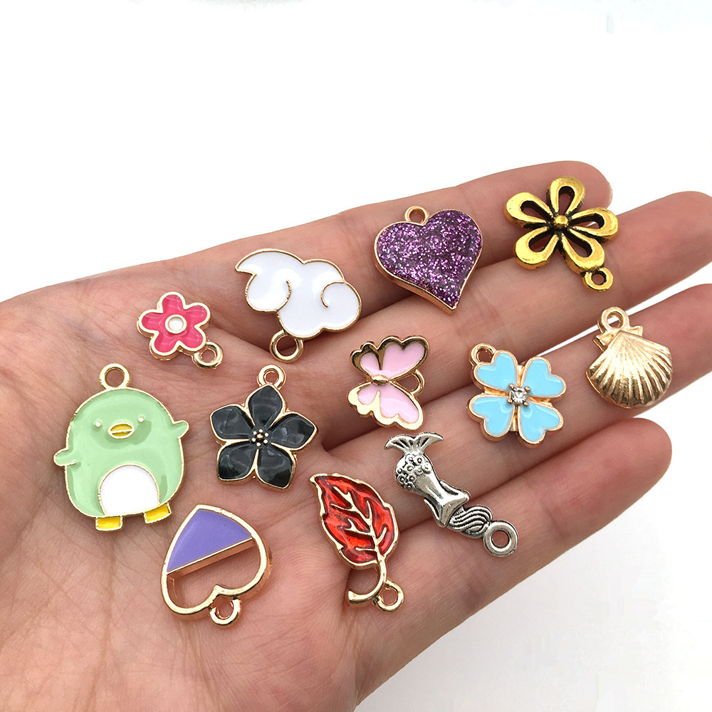 Wholesale Bulk Assorted Gold-Plated Enamel Charms DIY Charm Pendant for Earrings Necklace Bracelet Jewelry Making Crafting