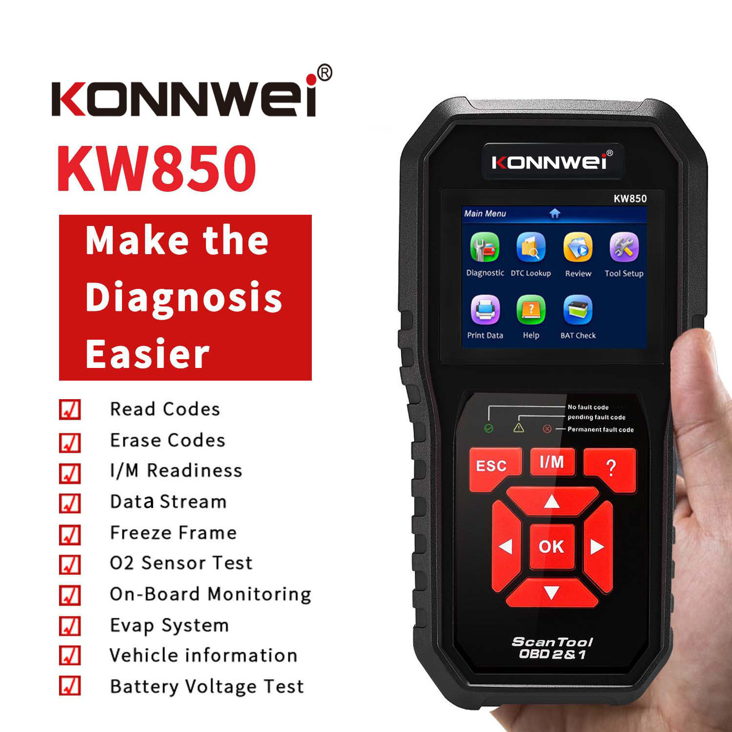 KW850 Full system  OBD2/EOBD scanner diagnostic tools