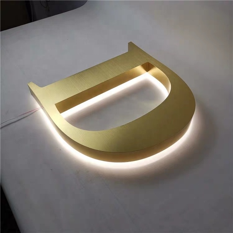 channel backlit letter logo 3d wall led logo sign design custom stainless steel light 3d metal office led logo