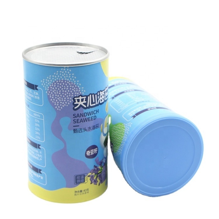 Biodegradable Customized Food Grade Cylinder Aluminium Foil Cardboard Tea Cans Paper Tube Canister For Food Packaging