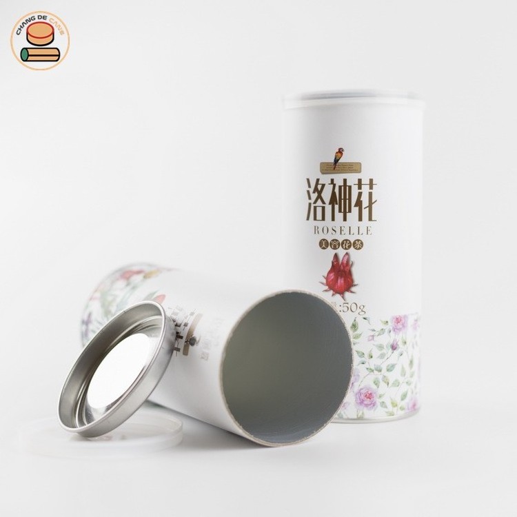 Luxury Paper Tube For Black Tea Eco Friendly Cosmetic Containers Round Tea Tube Canisters With Tinplate Lid Wine Paper Can