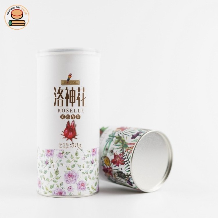 Luxury Paper Tube For Black Tea Eco Friendly Cosmetic Containers Round Tea Tube Canisters With Tinplate Lid Wine Paper Can