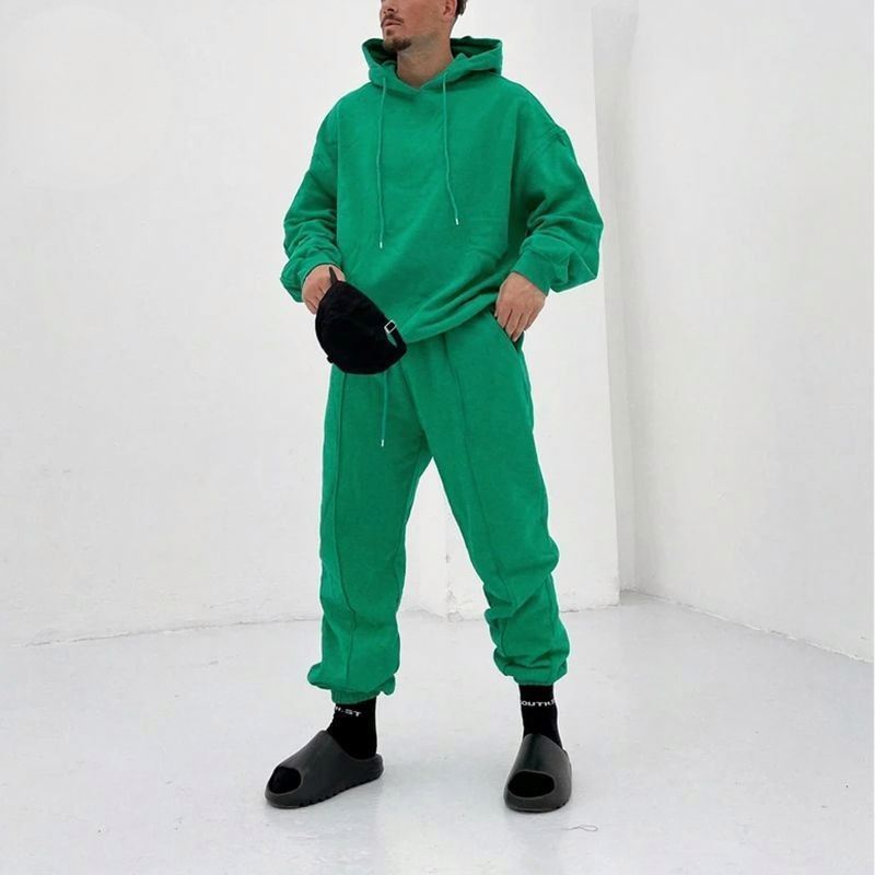 ECBC Men Sports casual wear Cotton Fleece Green Hoodie and Joggers Unisex Gym Tracksuit