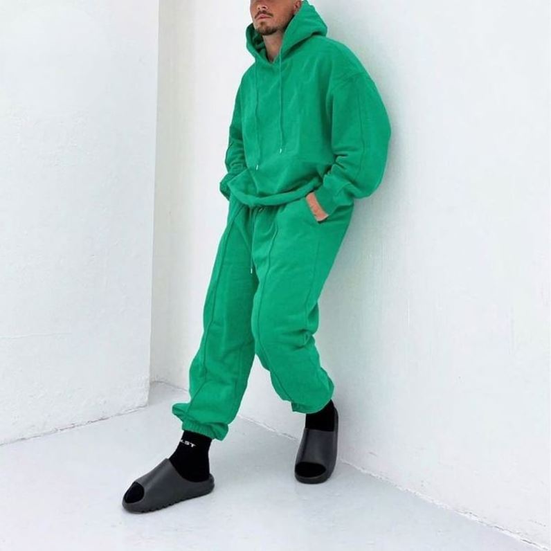 ECBC Men Sports casual wear Cotton Fleece Green Hoodie and Joggers Unisex Gym Tracksuit