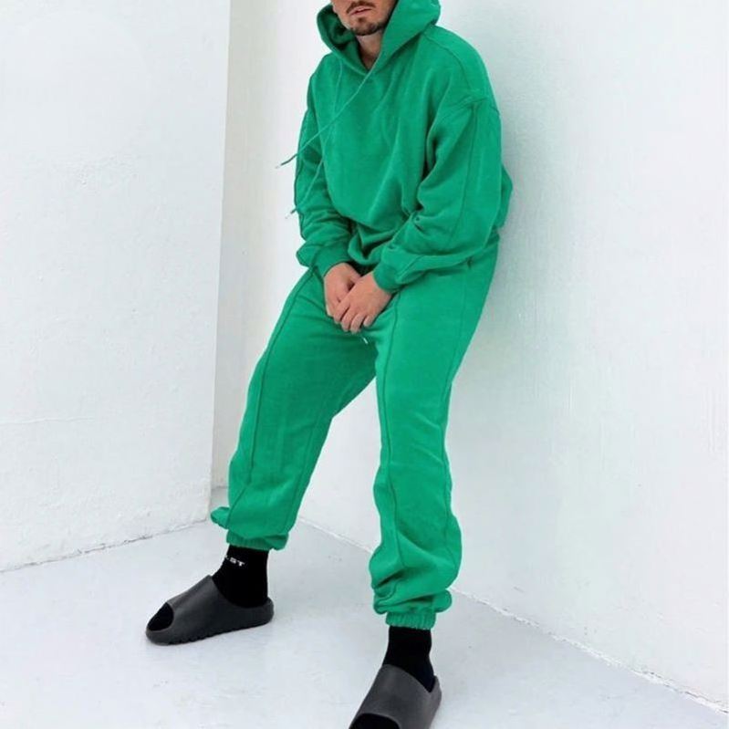 ECBC Men Sports casual wear Cotton Fleece Green Hoodie and Joggers Unisex Gym Tracksuit