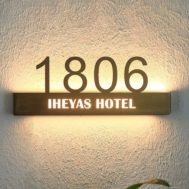 HONGSEN Custom 3D Stainless Steel Numbers Letters Sign House Numbers Backlit Illuminated Led sign for hotel