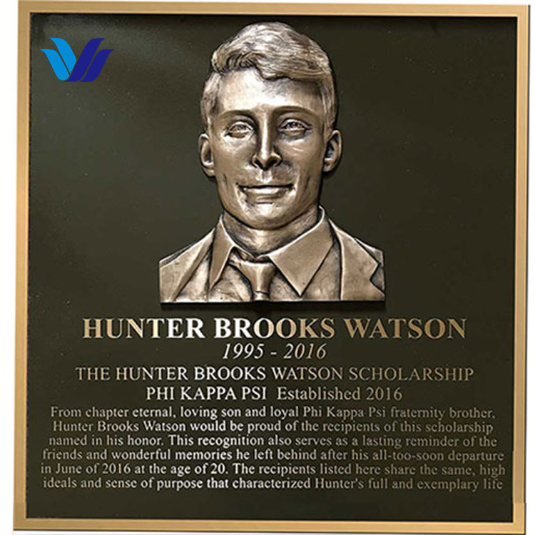 Hongsen custom Commemoration Memorial Bronze plaque Cast Metal Plaques Brass Engraving Plaques for Hotel