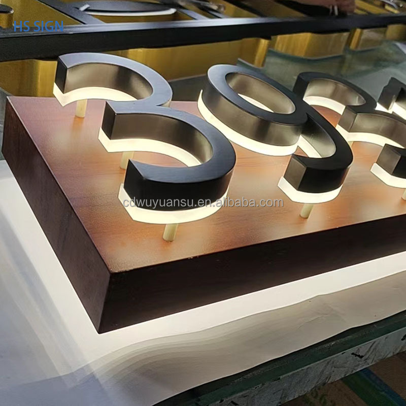 Customized 3D back light stainless steel led acrylic letter led letter sign outdoor commercial  shop sign