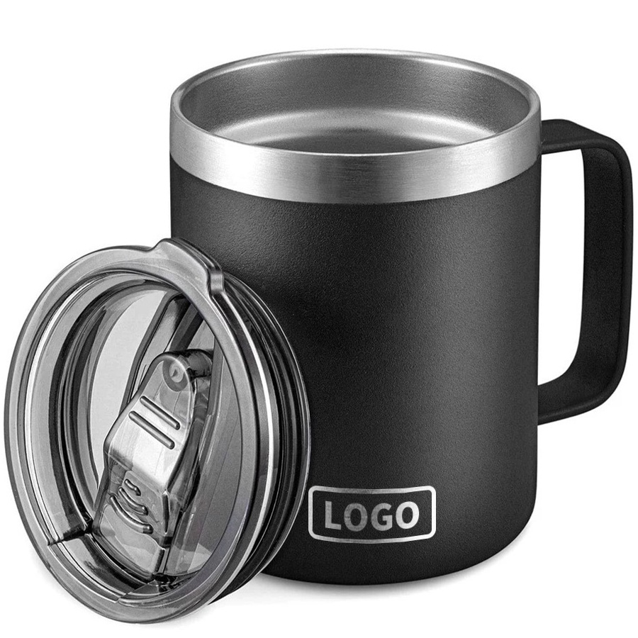 China Supplier 14 oz custom logo double wall vacuum insulated coffee mug with handle and lid stainless steel coffee mug