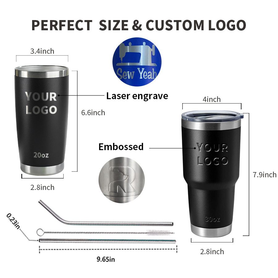 20oz 30oz Yetirambler Laser Engraving Yetitumbler Stainless Steel Yeticooler Coffee Thermal Mug Tumbler Magnetic/Magslider Lid