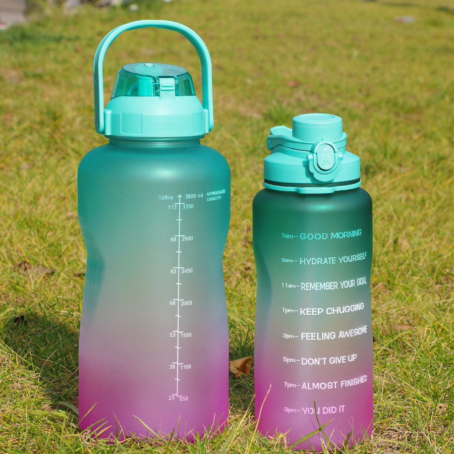 1 gallon/half gallon/2l liter/64 oz Bpa free Tritan bottle Fitness Gym Sports Plastic motivational water bottle with time marker