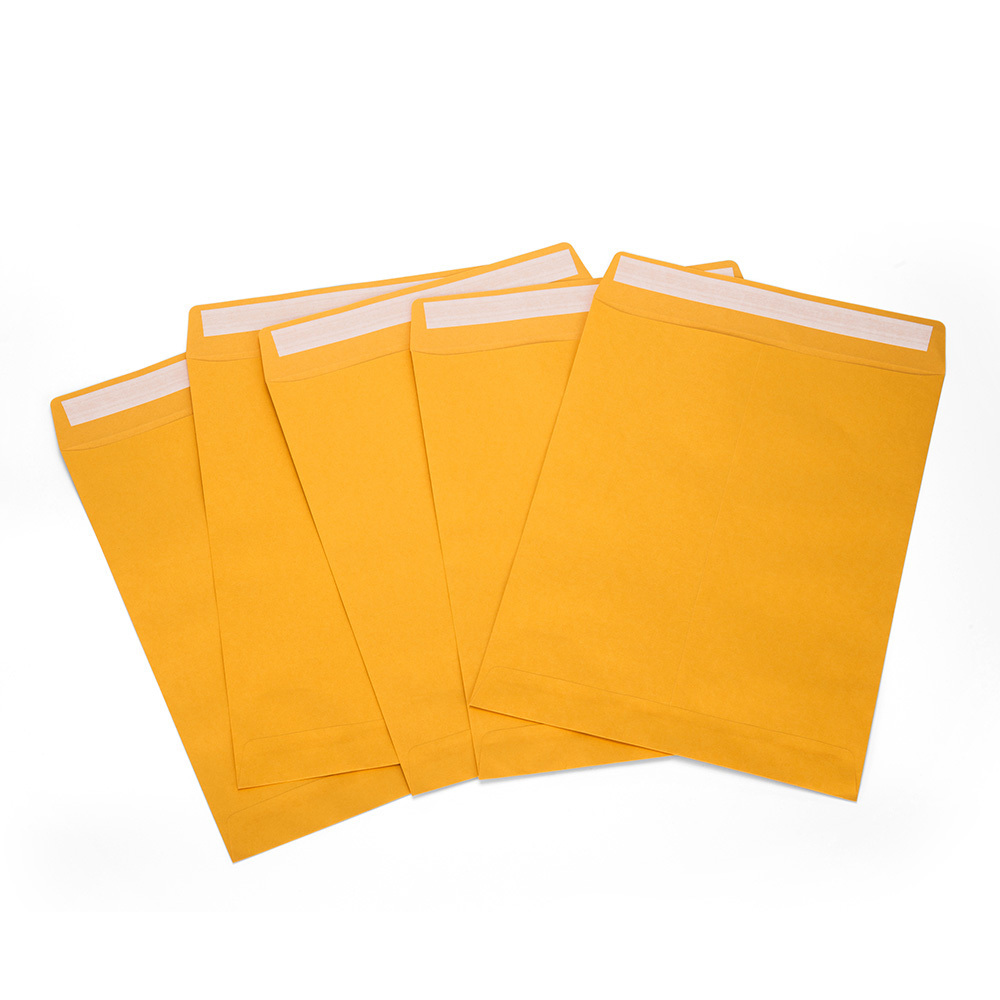 a4 peel and seal High quality silicone glue Glod Paper envelopes brown manila envelope