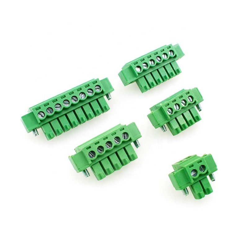 3.81mm green terminal 2EDG with fixing screw plug holder 15EDGKM-3.81 with ear