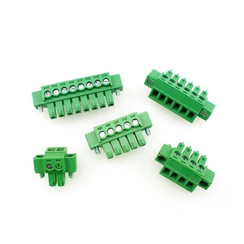 3.81mm green terminal 2EDG with fixing screw plug holder 15EDGKM-3.81 with ear