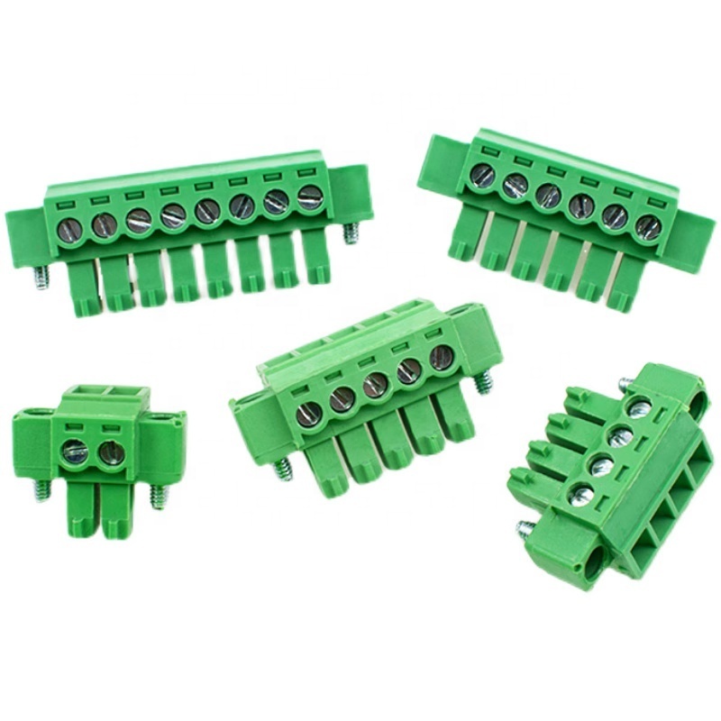 3.81mm green terminal 2EDG with fixing screw plug holder 15EDGKM-3.81 with ear