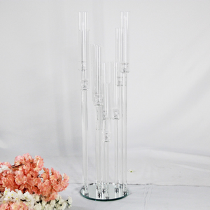 5/4/6/6/8/9 Head Clear acrylic Candle Holder Wedding Centerpiece Crystal Candelabra Party Decor Acrylic Base Mirror Base