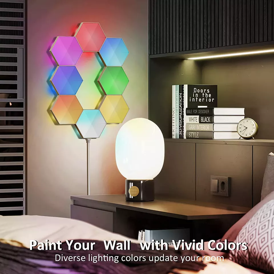 Tuya Smart Wifi Wall Light Gaming Lamp Modular Hexagon Lights Honeycomb Light Led Wall Lamp with Remote Control Creative 12 90