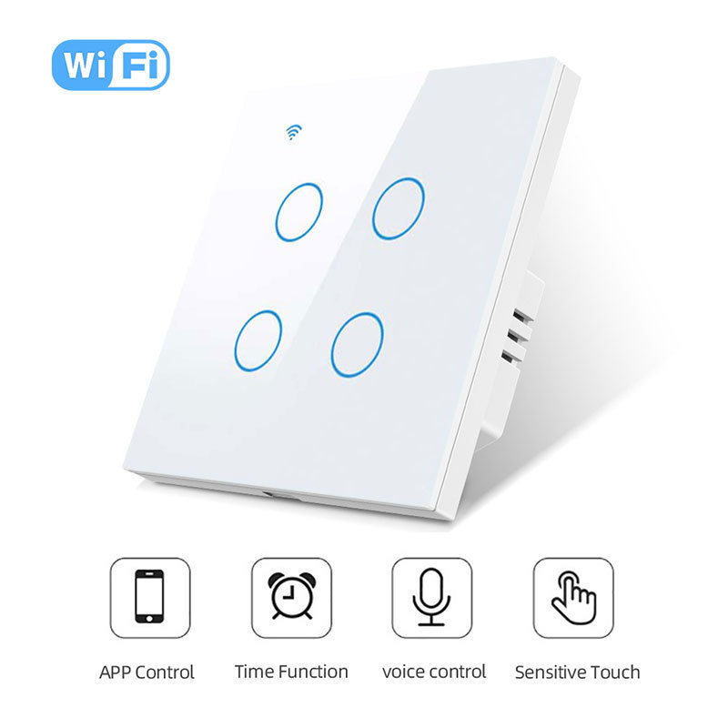 EU UK 2 Gang Tuya Smart Wifi Wall Switch with Alexa Remote 220v Zigbee No Capacitive Wall Magnetic Retention App Voice Timing