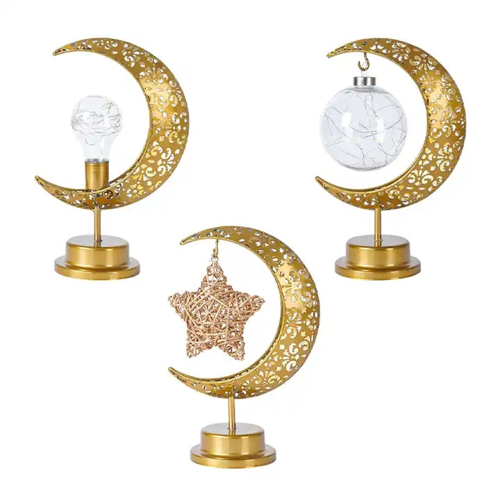 XUGUANG high-quality New 2023 Led Iron Moon Light Orb Lamp Muslim Decorative Table Lamp Islamic LED Ramadan Mubarak Decorations