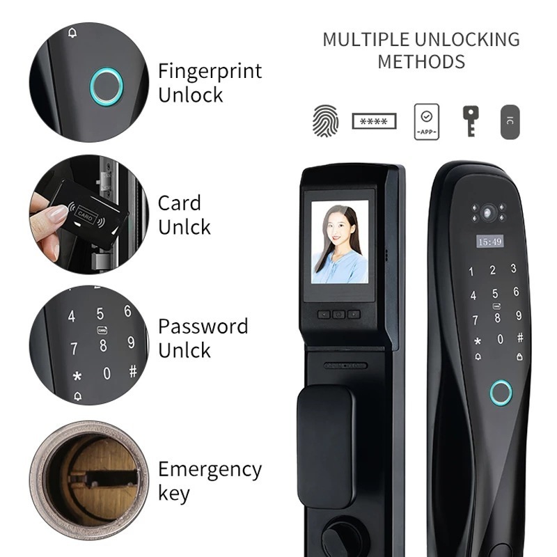 XUGUANG high quality New smart door lock fingerprint digital wifi lock connected to mobile phone viewing with camera