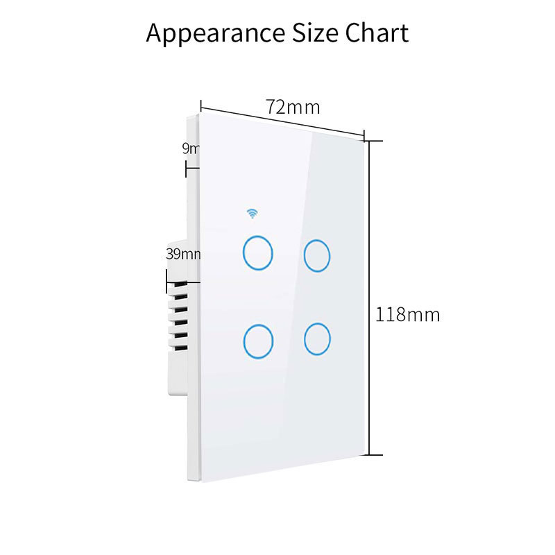 XUGUANG Smart Switch 6 Gang New Design Products Tuya Smart Wifi Us Standard Glass Touch Panel Light Switch Prise Et Interrupteur