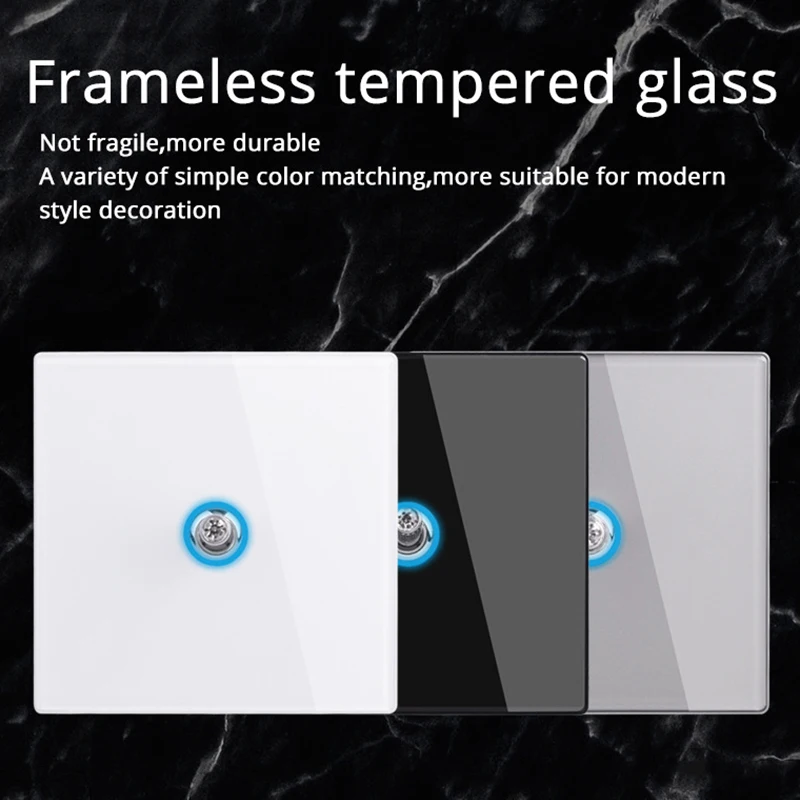 Universal UK Standard Wall Switch Modern Luxury Tempered Glass Panel Wall Switch 1 gang 2 Way Toggle Light Control Switch