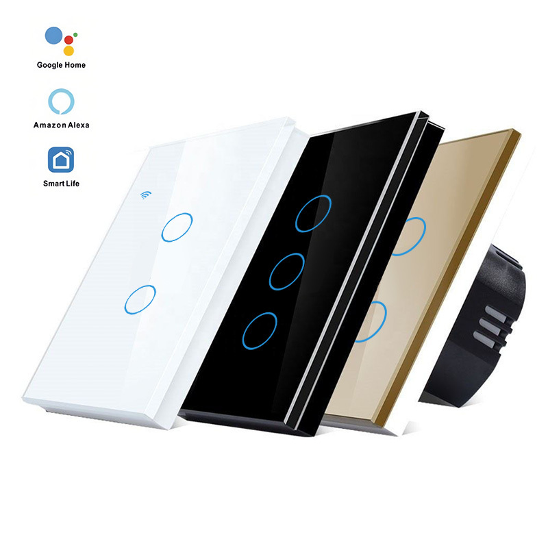 EU UK 2 Gang Tuya Smart Wifi Wall Switch with Alexa Remote 220v Zigbee No Capacitive Wall Magnetic Retention App Voice Timing