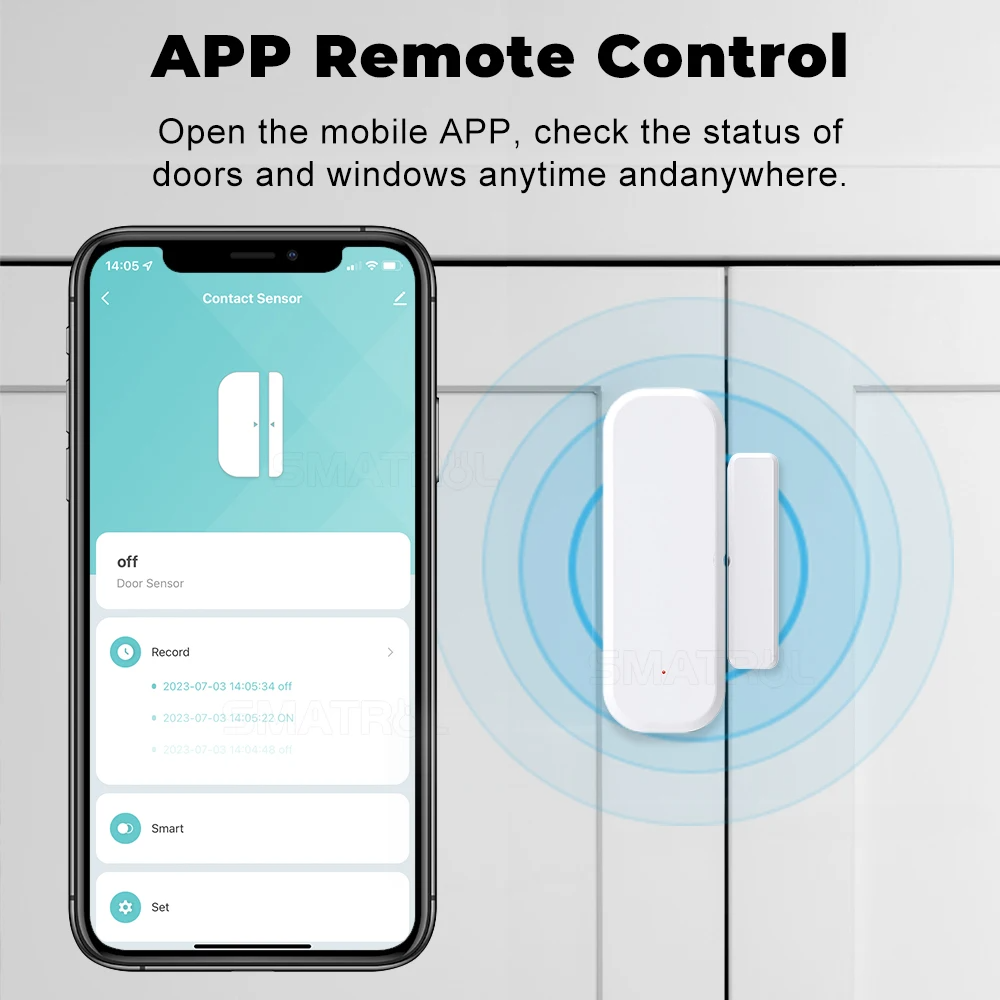 XUGUANG Tuya Wifi Intelligent Window Detector Thickness Door Security Smart Life Contact Sensors Alexa Google Wifi Door Sensor