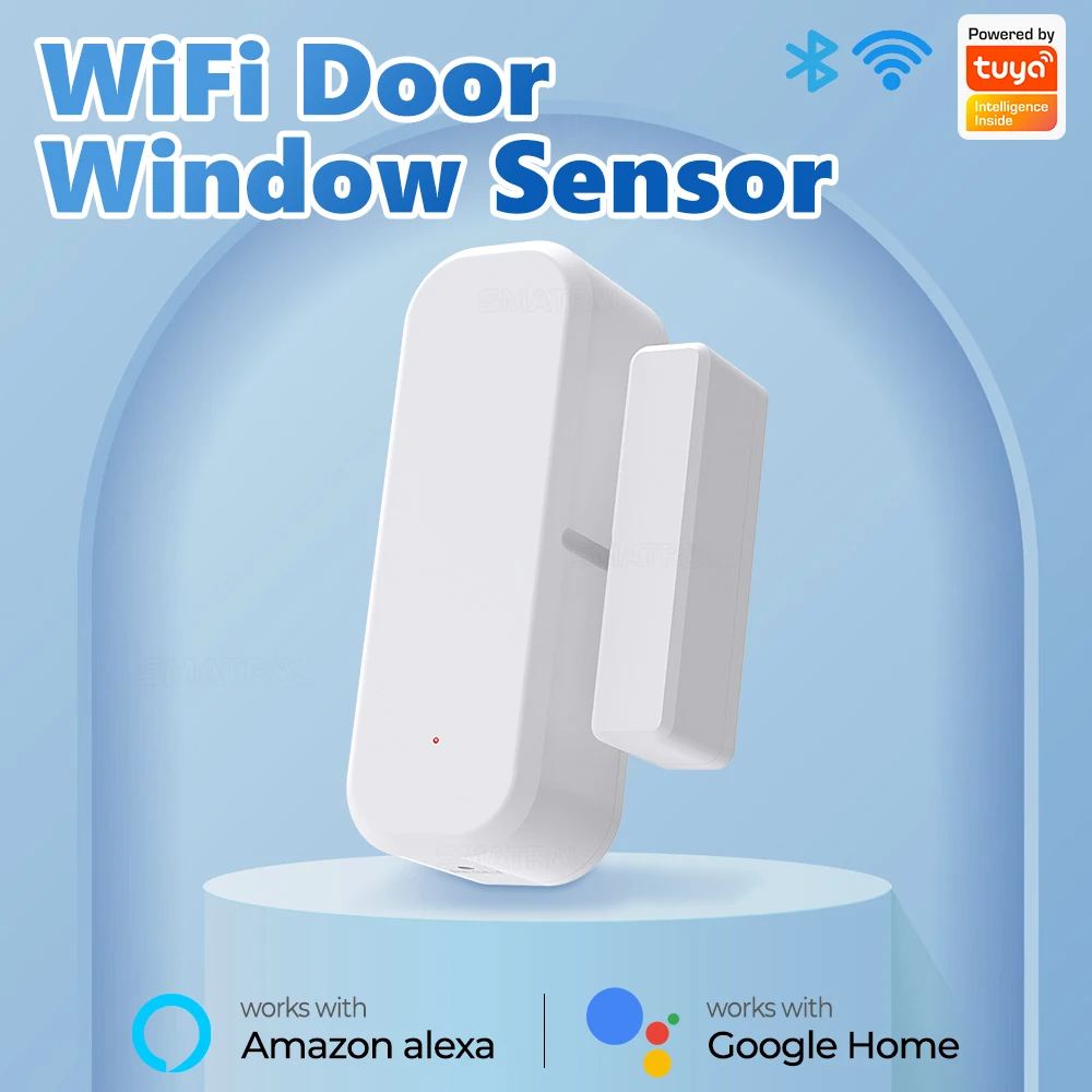 XUGUANG Tuya Wifi Intelligent Window Detector Thickness Door Security Smart Life Contact Sensors Alexa Google Wifi Door Sensor