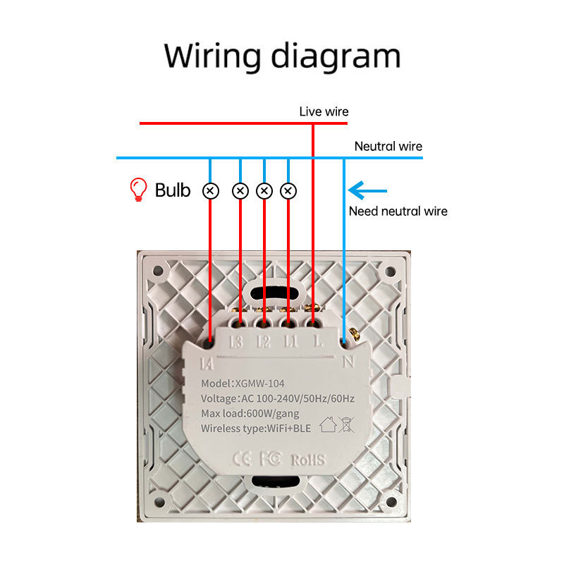 XUGUANG Factory Tuya Smart Switch EU Glass Panel Smart WiFi Switch 2 Gang Remote Control Home Automation System Smart Solution