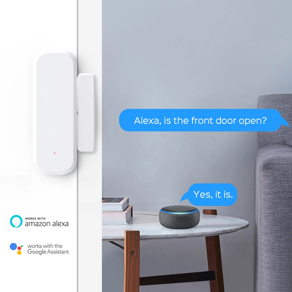 XUGUANG Tuya Wifi Intelligent Window Detector Thickness Door Security Smart Life Contact Sensors Alexa Google Wifi Door Sensor