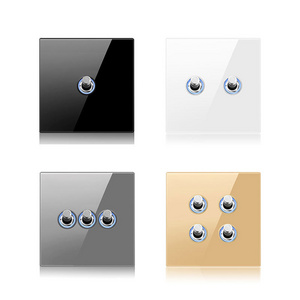 Universal UK EU French Tempered Glass Switches Sockets White Black Gold Grey Toggle Rod Glass Switches Wall Switches