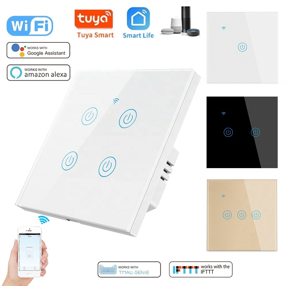 XUGUANG Tuya APP EU UK Wifi ZigBee 2 Gang Smart Light Remote Control Touch Switch For Voice Google Home Alexa Light Switch Cover