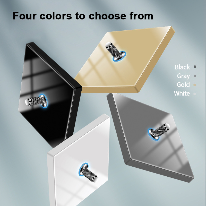 Universal UK EU French Tempered Glass Switches Sockets White Black Gold Grey Toggle Rod Glass Switches Wall Switches