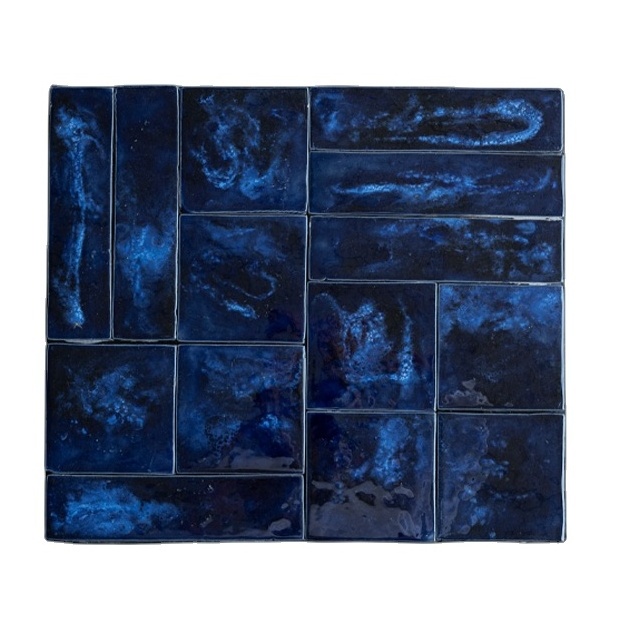 Blue starry sky handmade ceramic tiles 4x4 '' kitchen and bathroom walls, Moroccan tiles, hotel and restaurant blue subway tiles