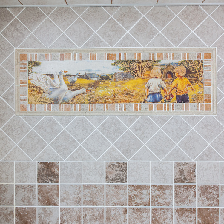 Factory supply handmade silk screen print glazed ceramic tiles bathroom kitchen decor 15*15cm floor and wall tiles