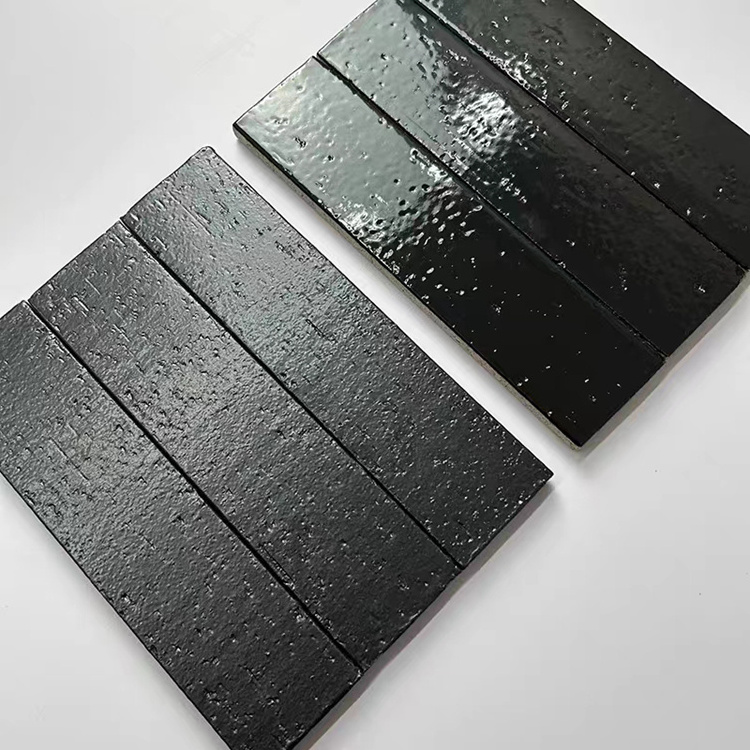 Hot Sale Handmade Black Split Brick Tile For Wall Bar and Dining Hall Decor Clay Brick Glazed Tiles