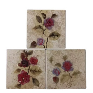 Vintage Rose Pattern Tiles Custom Flower Bathroom Kitchen Wall Decoration Glazed 3d Tiles For Living Room