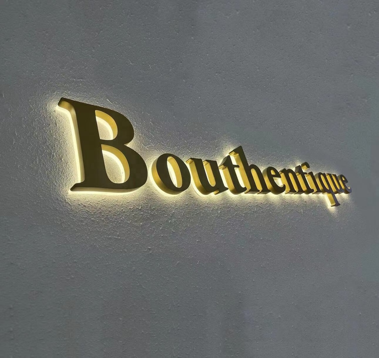 Gold Backlit Mirror Letters 3D LED Sign Backlit Channel Letter Metal Backlit Logo Stainless Steel 3D Illuminated Company Signs