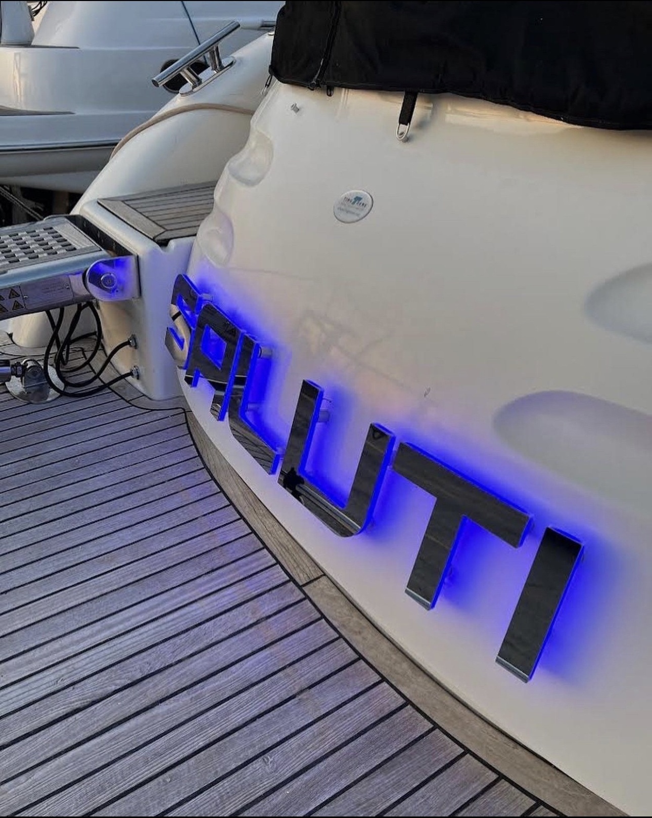 Custom Yacht Outdoor Backlit Letter Boat Seawater Boat Name Sign Led Vessel Name Sign 3D Illuminated Stainless Steel Signage