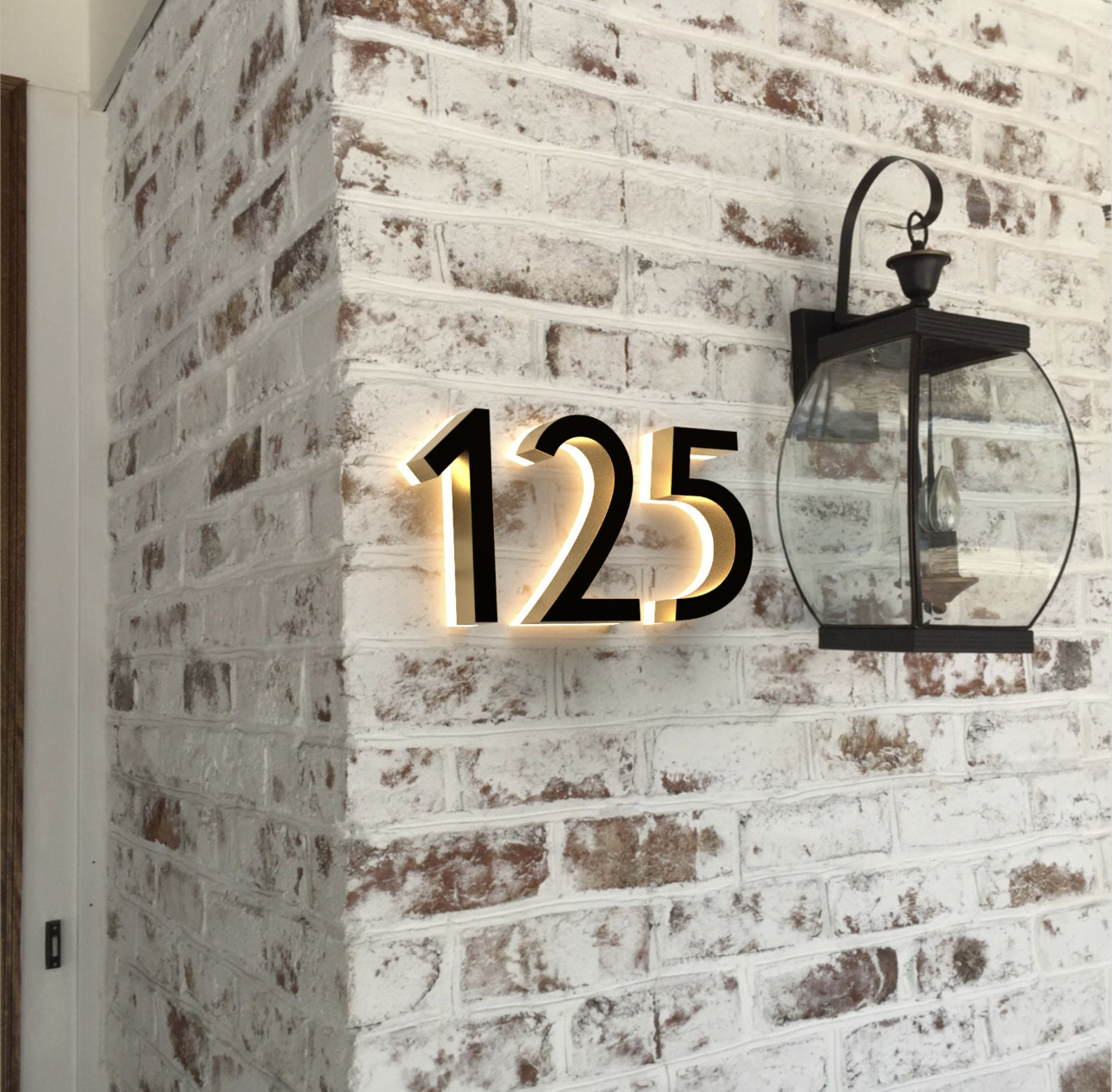 Modern House Number Sign Metal Light Up House Light Letters Led Backlit Door Number 3D Address Number Plate