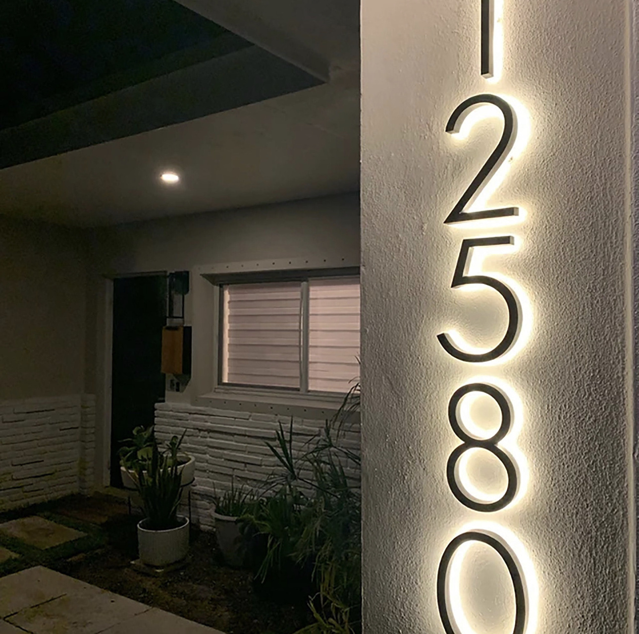 Modern House Number Sign Metal Light Up House Light Letters Led Backlit Door Number 3D Address Number Plate