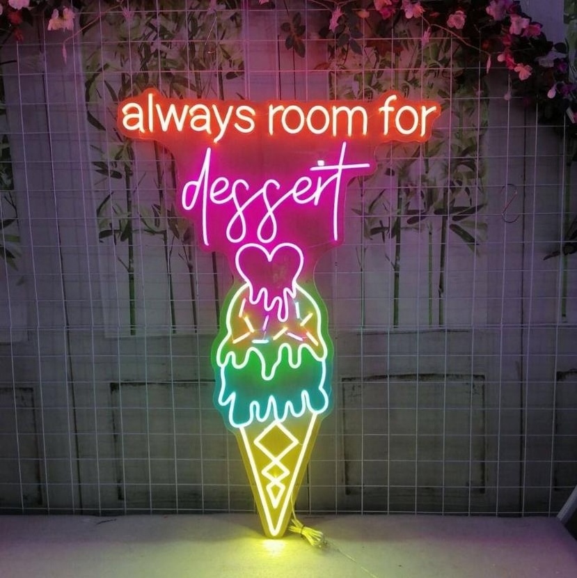 Drop ship neon logo decor room birthday ice cream wholesale led  12V  neon sign  Custom name for party flower wall neon